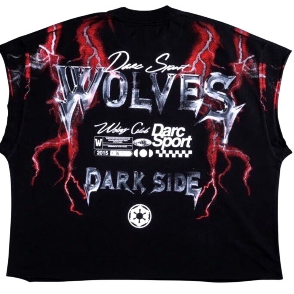 Darc Sport x Star Wars Wolves Dark Side Muscle Tee Black Red Lightning Mens L